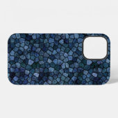 Coque iPhone 12 Lagune Bleue Minuit Pavé Terrazo Patchwork (Verso Horizontal)