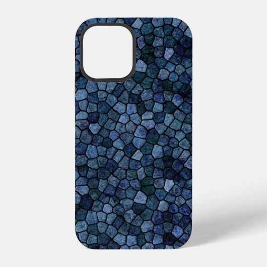 Coque iPhone 12 Lagune Bleue Minuit Pavé Terrazo Patchwork (Verso)