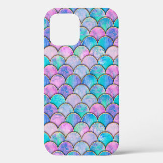 Coque iPhone 12 L'échelle de poisson de sirène vague motif japonai