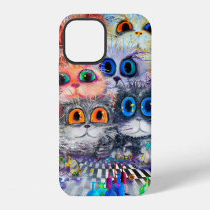 Coque iPhone 12 L'ensemble des portraits de chatsfond abstrait,acr