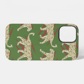 Coque iPhone 12 Léopard abstrait dessiné à la main Guépard avec Pe (Verso Horizontal)