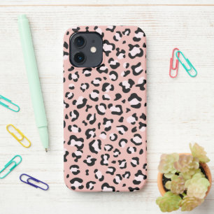 Coque iPhone 12 Léopard Print, Léopard Spots, Rose Léopard
