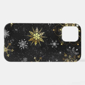 Coque iPhone 12 Les flocons dorés de Noël sur l'Arrière - plan noi (Verso Horizontal)