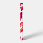 Coque iPhone 12 Lèvres rouges sur fond blanc. (Côté gauche)