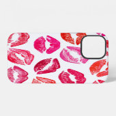 Coque iPhone 12 Lèvres rouges sur fond blanc. (Verso Horizontal)