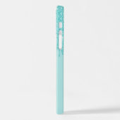 Coque iPhone 12 Light Aqua Turquoise Green Parties scintillant Mot (Côté gauche)
