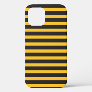 Coque iPhone 12 Lignes géométriques horizontales jaunes et noires