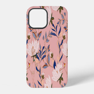 Coque iPhone 12 Lilies Beige Crème : Fond Sans Couture Rose