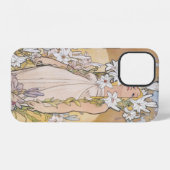 Coque iPhone 12 Lily (Quatre Fleurs), Alphonse Mucha (Verso Horizontal)