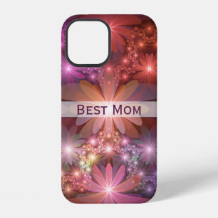 Coque iPhone 12 Lit De Fleurs Brillante Art Fractal Abstrait Meill
