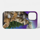 Coque iPhone 12 Loup et lune (Verso Horizontal)