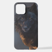 Coque iPhone 12 Loup noir (Verso)