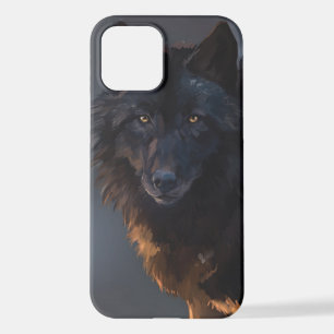 Coque iPhone 12 Loup noir