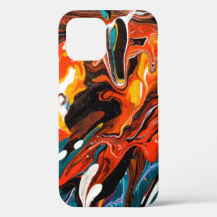 Coque iPhone 12 Luxe Fliud Art Abstrait fond coloré tendance