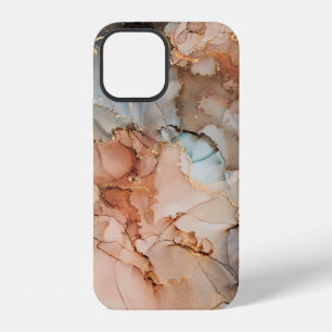 Coque iPhone 12 Luxe naturel peinture abstraite d'art fluide en al