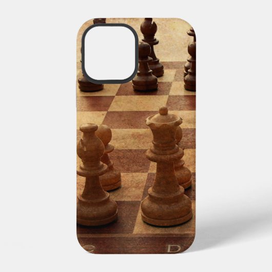 Coque iPhone 12 Macro de plateau de jeu d'échecs (Verso)