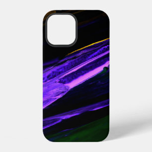 Coque iPhone 12 Main créative abstraite néon bleu, vert et violet