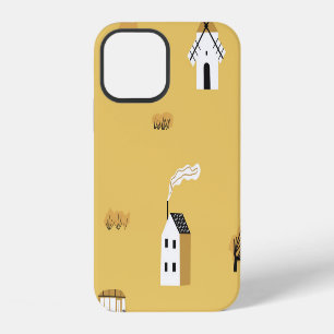 Coque iPhone 12 Maison colorée, arbres, chevaux paysage