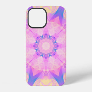 Coque iPhone 12 Mandala abstrait rétro numérique. Fleur lumineuse.