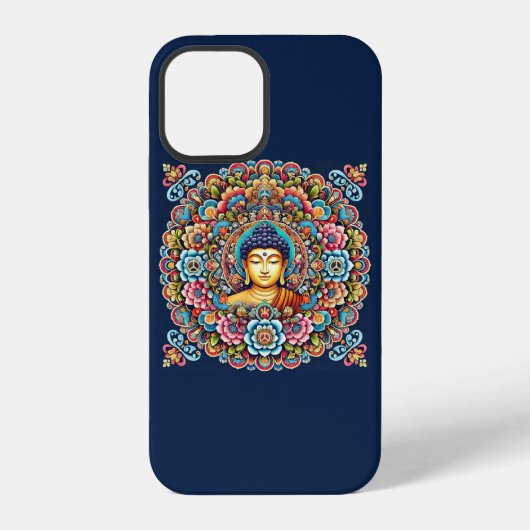Coque iPhone 12 Mandala avec bouddha (Verso)