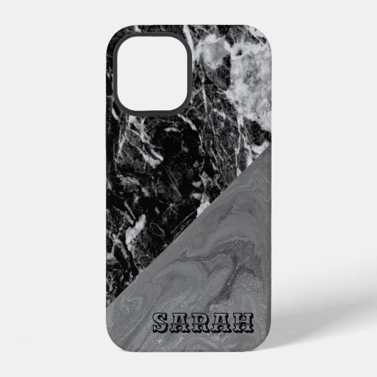 Coque iPhone 12 Marble noir (Verso)