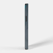 Coque iPhone 12 marbre gris et aqua (Côté droit)