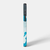 Coque iPhone 12 marbre gris et aqua (Côté gauche)