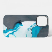 Coque iPhone 12 marbre gris et aqua (Verso Horizontal)