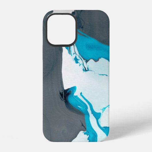 Coque iPhone 12 marbre gris et aqua (Verso)