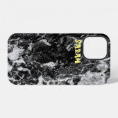 Coque iPhone 12 Marbre noir blanc tendance (Verso Horizontal)