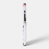 Coque iPhone 12 Marbre noir rose : main tirée (Côté gauche)
