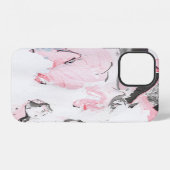Coque iPhone 12 Marbre noir rose : main tirée (Verso Horizontal)