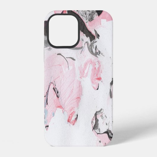Coque iPhone 12 Marbre noir rose : main tirée (Verso)