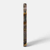 Coque iPhone 12 Marbre texture monogramme brun doré Cool (Côté gauche)