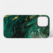Coque iPhone 12 Marbre vert : Abstrait Agate Ripple. (Verso Horizontal)