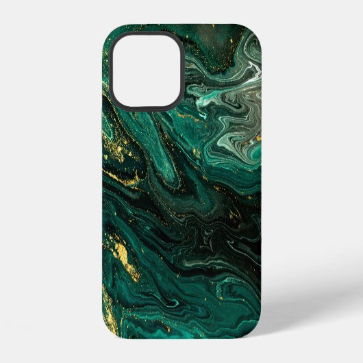 Coque iPhone 12 Marbre vert : Abstrait Agate Ripple. (Verso)