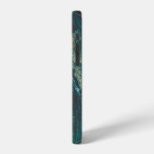 Coque iPhone 12 Marbre vert foncé : texture luxueuse. (Côté gauche)