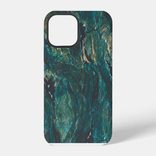 Coque iPhone 12 Marbre vert foncé : texture luxueuse. (Verso)