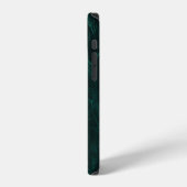 Coque iPhone 12 Marbre vert foncé, texture transparente. (Côté gauche)