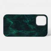 Coque iPhone 12 Marbre vert foncé, texture transparente. (Verso Horizontal)