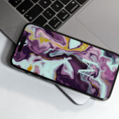Coque iPhone 12 Marbre Violet Or Chic Monogramme