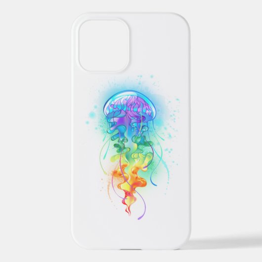 Coque iPhone 12 Méduse arc-en-ciel (Verso)