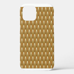 Coque iPhone 12 Meubles en cuir doré, canapé vintage.