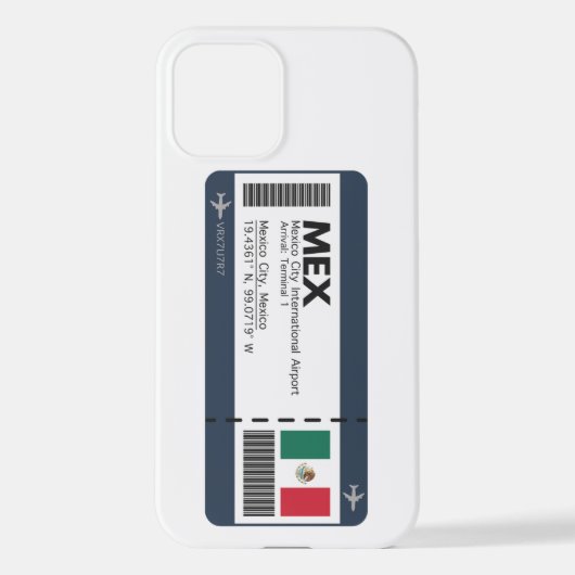 Coque iPhone 12 MEX Mexico City Boarding Pass - billet d'aéroport (Verso)