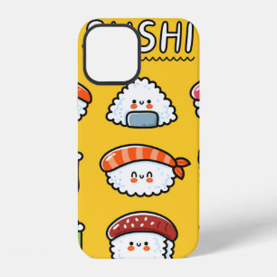 Coque iPhone 12 Mignons rouleaux de sushi maki de dessin animé heu