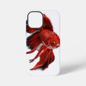Coque iPhone 12 Mini A vibrant red betta fish swimming. (Verso)