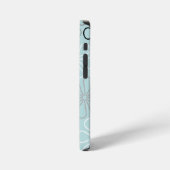 Coque iPhone 12 Mini Abstrait Big Flower Outlines BWG+Duck Egg Blue (Côté gauche)