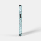 Coque iPhone 12 Mini Abstrait Big Flower Outlines BWG+Duck Egg Blue (Côté droit)