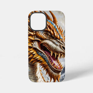 Coque iPhone 12 Mini Affiche de dragon réaliste doré