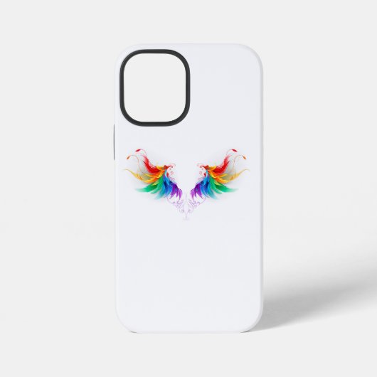 Coque iPhone 12 Mini Ailes arc-en-ciel douces (Verso)